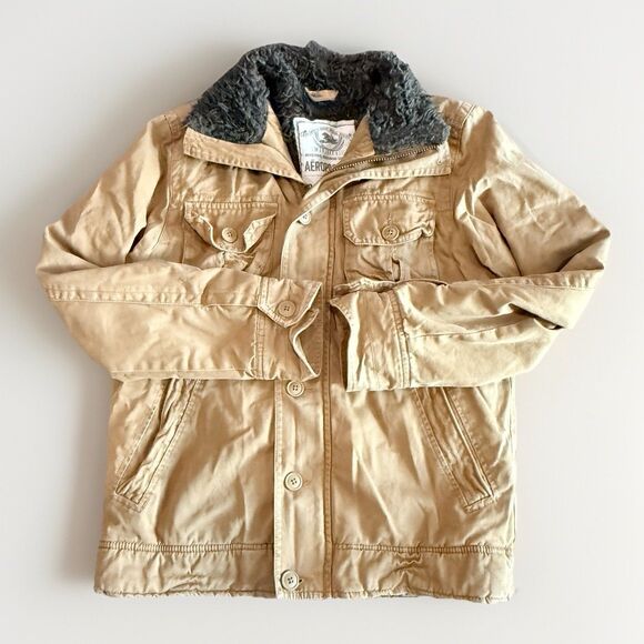 Vtg Y2K Abercrombie Fitch Adirondack Jacket Size S Brown Faux Fur Lined - Picture 3 of 14